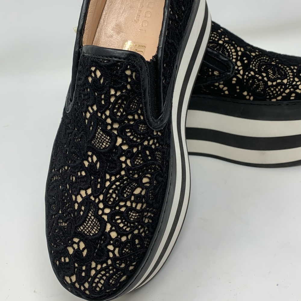 Gucci Black Sylvie Peggy Platform  Sneakers Size 36 - Picture 8 of 13